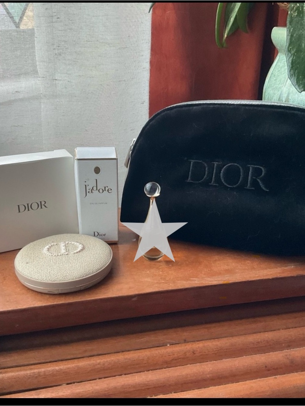 Dior Black Cosmetic Bag with Compact and J'adore